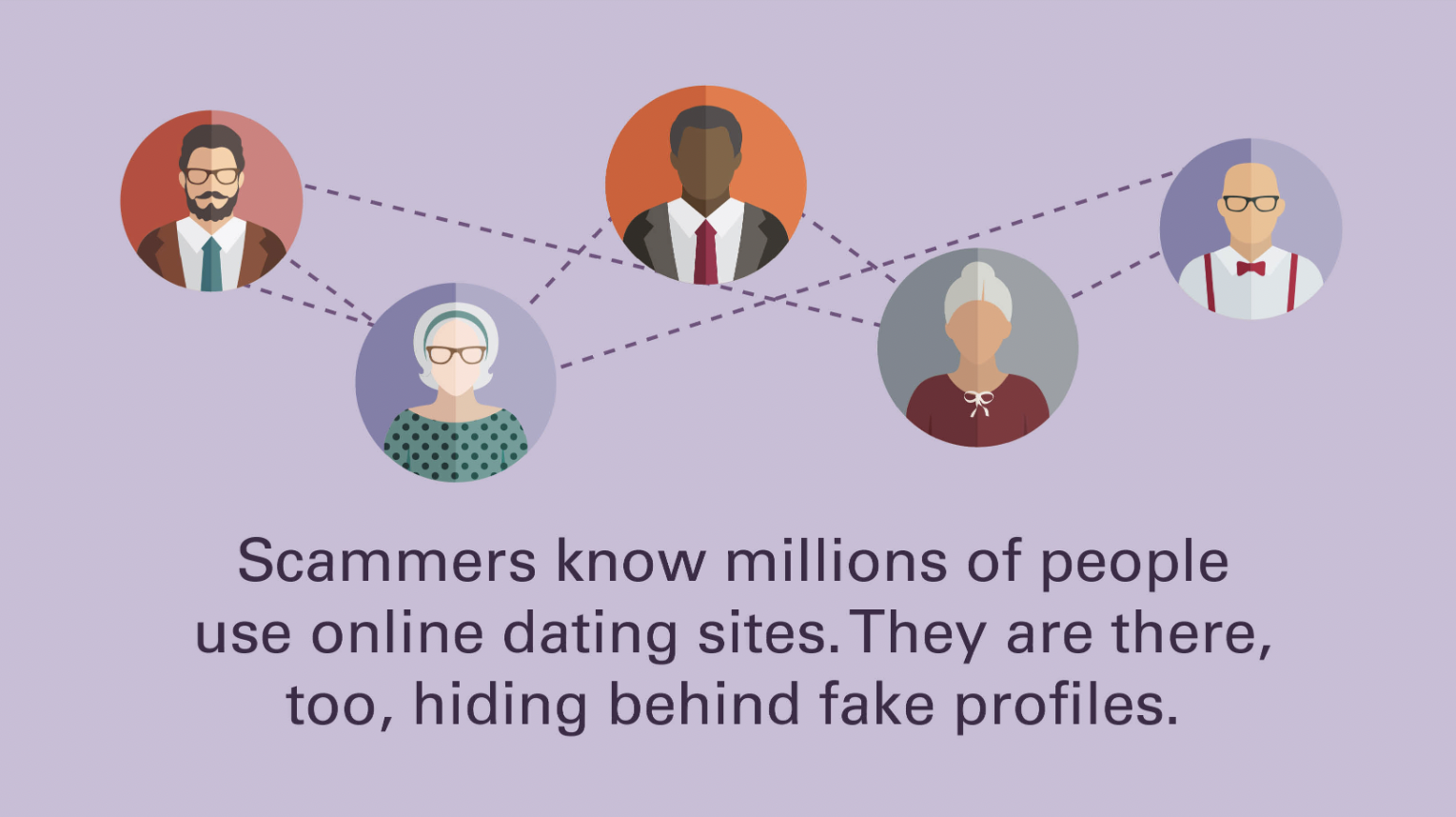 Romance Scam Infographic - Scammers know millions of people use online dating sites. They are there too, hiding behind fake profiles.