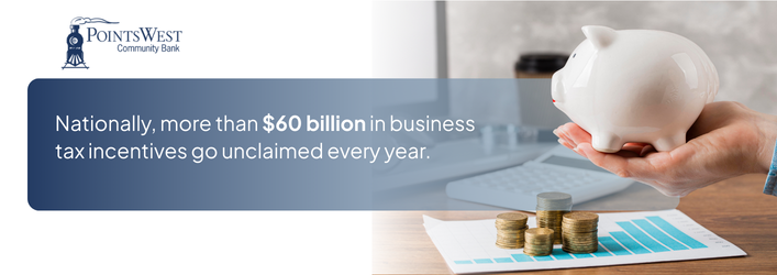 Nationally, more than $60 billion in business tax incentives go unclaimed every year