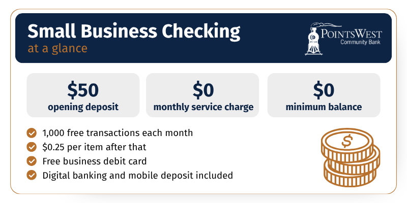 Small Business Checking at a glance for Points West Community Bank